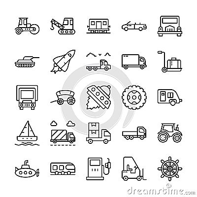 Transportation Line Icons Set Vector Illustration