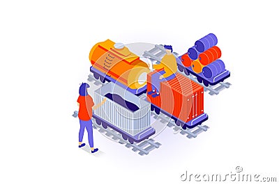 Transportation and logistics concept in 3d isometric design. Vector illustration Vector Illustration