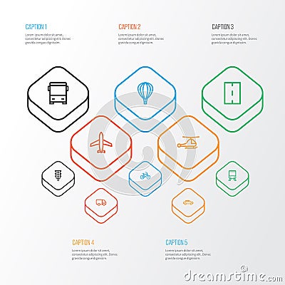 Transportation Outline Icons Set. Collection Of Traffic Light, Train, Aircraft And Other Elements. Also Includes Symbols Vector Illustration