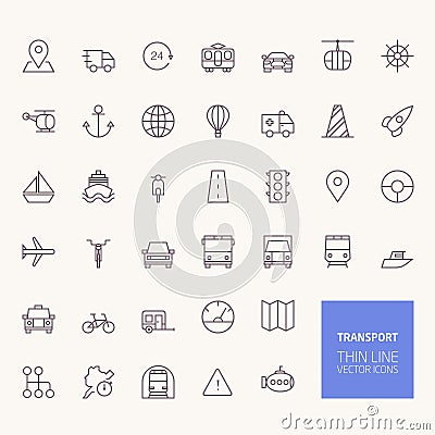 Transportation Outline Icons Vector Illustration