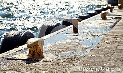 Transportation place Dock near the Sea Stock Photo