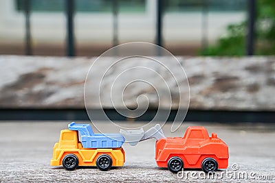 Transportation symbol - cute wheel loader with truck Stock Photo