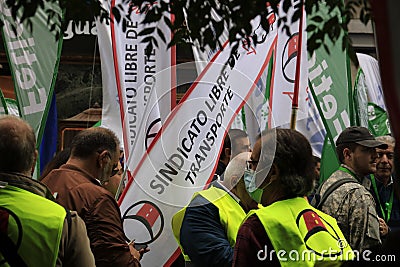 Transportation Union Street Protest in Madrid, Spain. Editorial Stock Photo