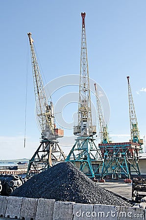 Transshipment port crane Stock Photo