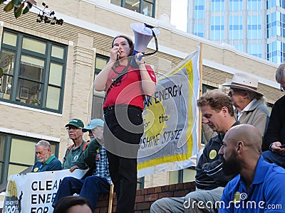 Transwoman speaker at Climate Strike protest Editorial Stock Photo