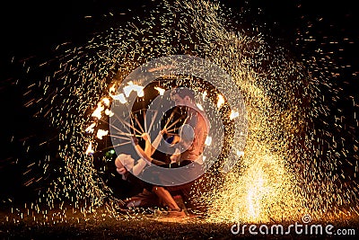 Transylvania medieval festival in Romania, fire-spitting ,flame thrower,Fire Breather Editorial Stock Photo