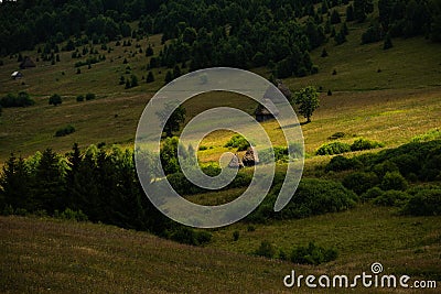 Transylvania village in the mountains with old traditional houses Stock Photo