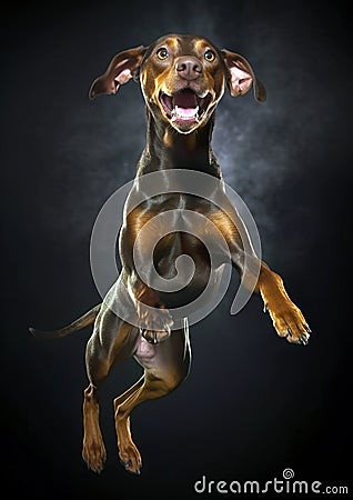 Transylvanian Hound dog while jumping. Stock Photo