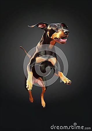 Transylvanian Hound dog while jumping. Stock Photo