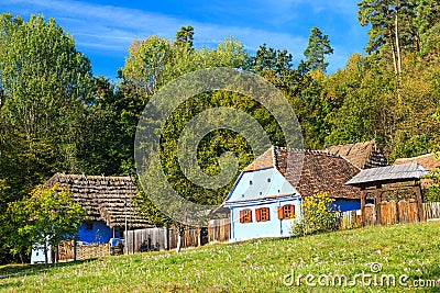 Transylvanian houses and culture,Astra Ethnographic Museum in Sibiu,Romania Stock Photo