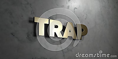 Trap - Gold sign mounted on glossy marble wall - 3D rendered royalty free stock illustration Cartoon Illustration