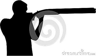 Trap shooting man silhouette Vector Illustration