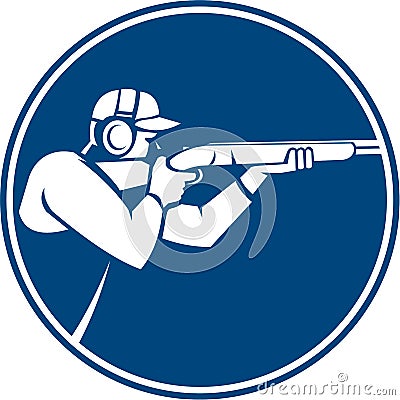 Trap Shooting Shotgun Circle Icon Vector Illustration