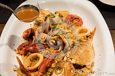 Seafood Couscous Recipe Stock Photo