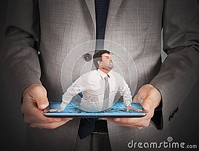 Trapped by technology Stock Photo