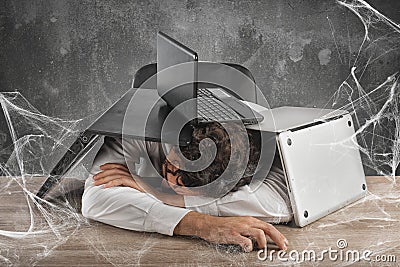 Trapped by technology web Stock Photo