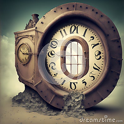 Trapped in Time, Generative AI Illustration Stock Photo