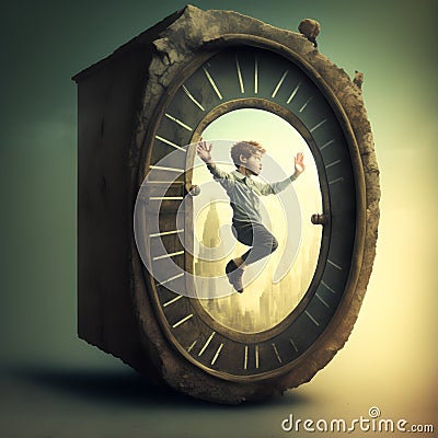 Trapped in Time, Generative AI Illustration Stock Photo