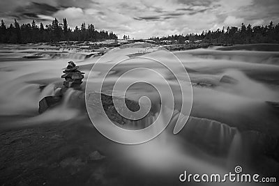 Trappstegsforsen, unique rapids in Sweden Stock Photo