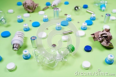 Trash and assorted garbage isolated on background Stock Photo