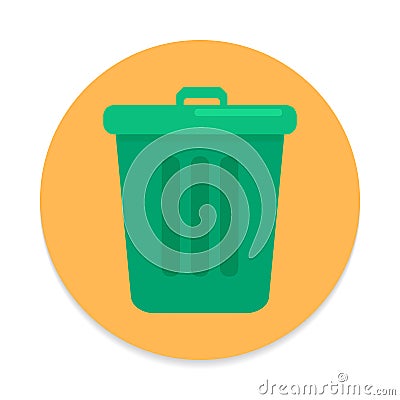 Trash bin flat icon. Round colorful button, Delete circular vector sign. Vector Illustration