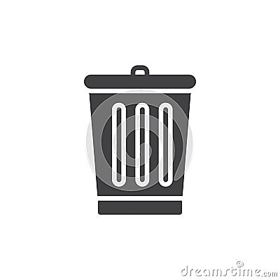 Trash bin icon vector, filled flat sign, solid pictogram isolated on white. Vector Illustration