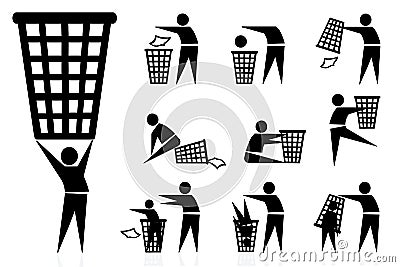 Trash-bin, icons Vector Illustration