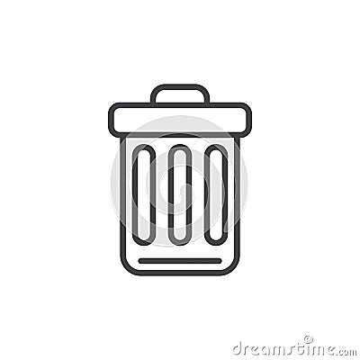 Trash bin line icon, outline vector sign, linear style pictogram isolated on white Vector Illustration