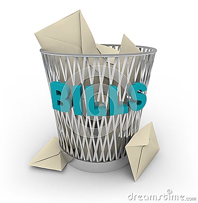 Trash Can for Bills Stock Photo