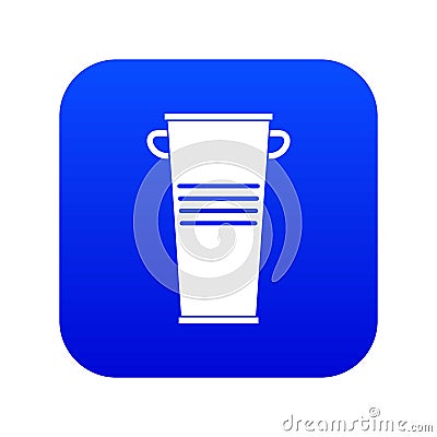 Trash can with handles icon digital blue Vector Illustration