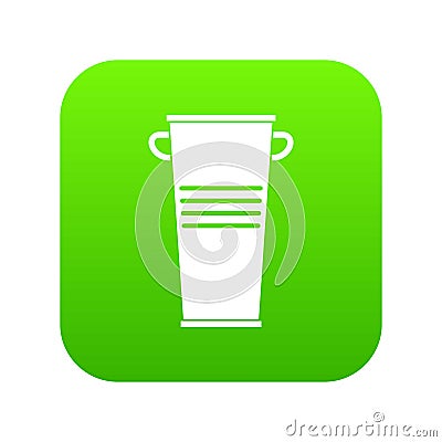 Trash can with handles icon digital green Vector Illustration