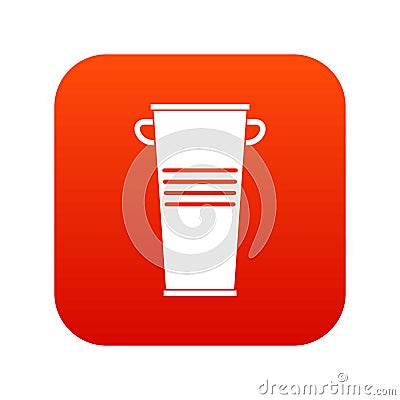 Trash can with handles icon digital red Vector Illustration