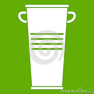 Trash can with handles icon green Vector Illustration