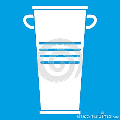 Trash can with handles icon white Vector Illustration