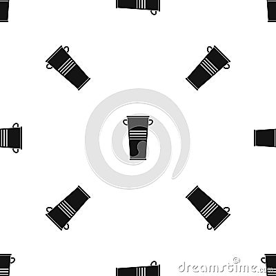 Trash can with handles pattern seamless black Vector Illustration