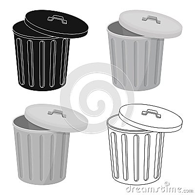 Trash can icon in cartoon style isolated on white background. Trash and garbage symbol stock vector illustration. Vector Illustration