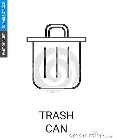 Trash can icon with flat outline style. Garbage symbol vector. Vector Illustration