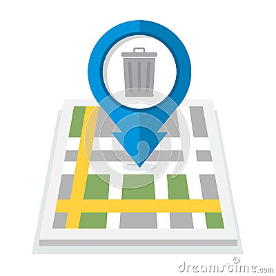 Trash can map icon Vector Illustration