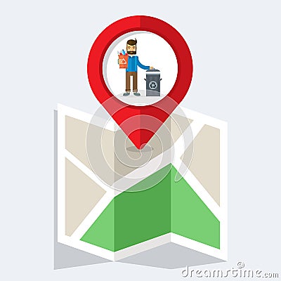Trash can map Vector Illustration