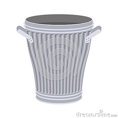 Trash can open isolated. Wheelie bin on white background. Dumpster iron Vector Illustration