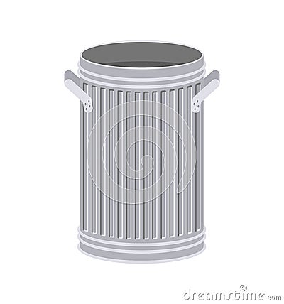 Trash can open isolated. Wheelie bin on white background. Dumpster iron. Vector Illustration