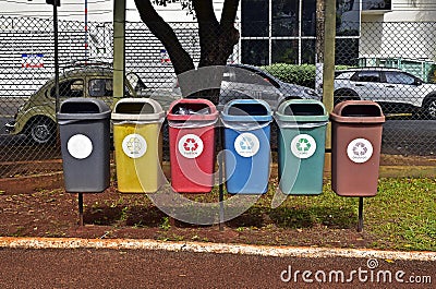 Trash can recycle in Ribeirao Preto, Sao Paulo Editorial Stock Photo