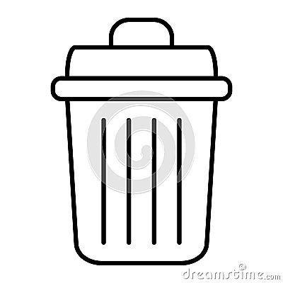 Trash can thin line icon. Bin vector illustration isolated on white. Garbage bucket outline style design, designed for Vector Illustration