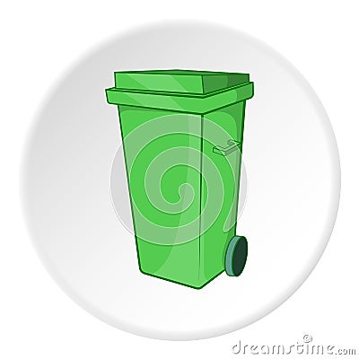 Trash can on wheels icon, cartoon style Vector Illustration