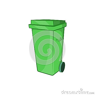 Trash can on wheels icon, cartoon style Stock Photo