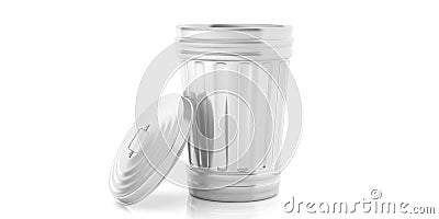 Trash can on white background. 3d illustration Cartoon Illustration