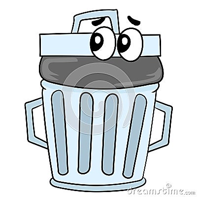 Trash cans full and tidy Vector Illustration