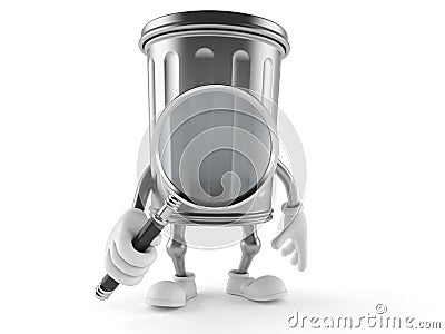 Trash character looking through magnifying glass Stock Photo