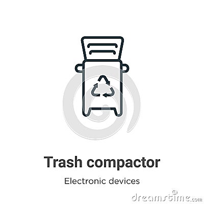 Trash compactor outline vector icon. Thin line black trash compactor icon, flat vector simple element illustration from editable Vector Illustration