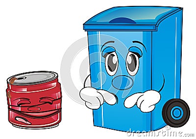 Trash with crumpled soda can Stock Photo